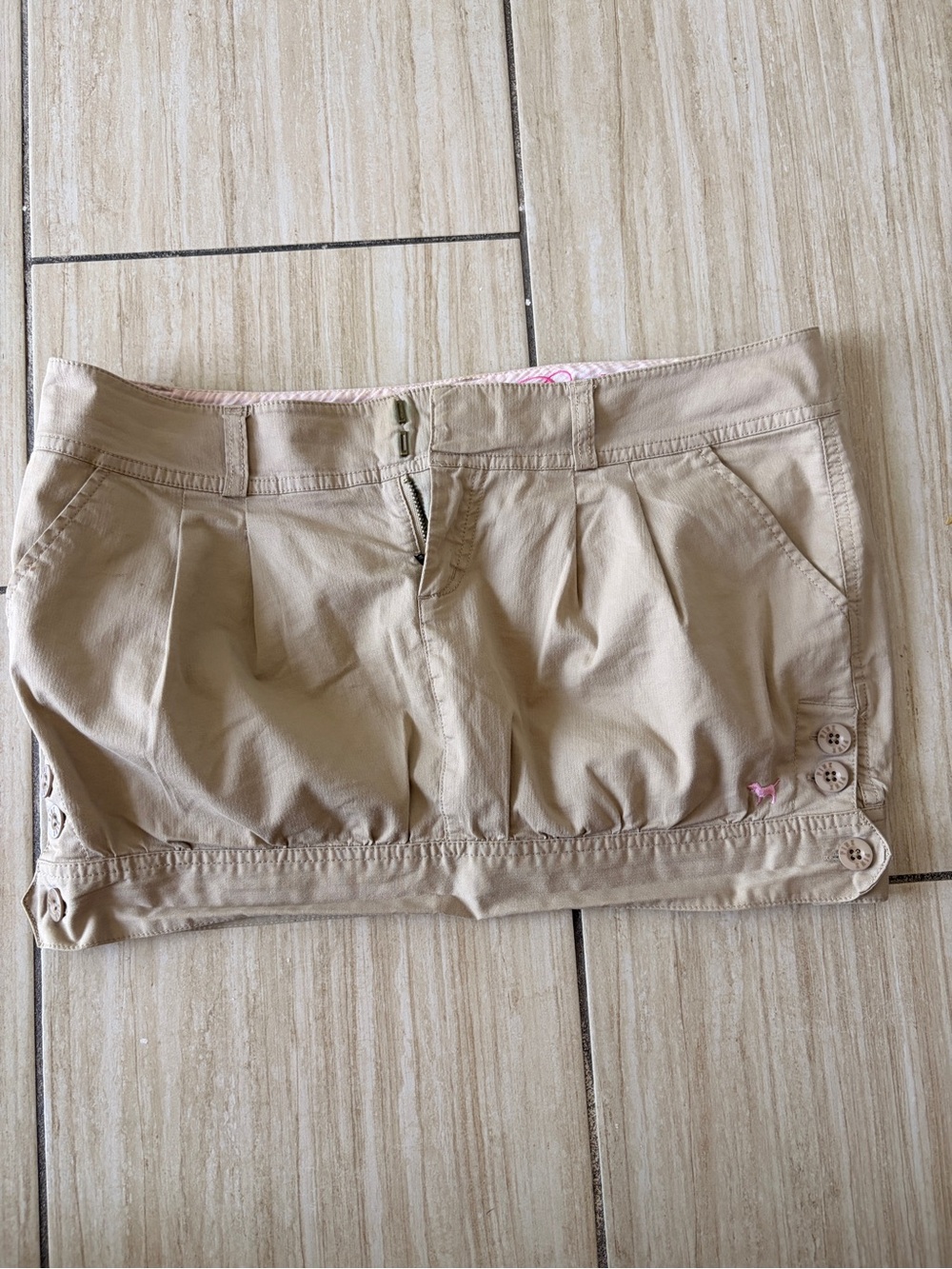 Vintage PINK Victoria's Secret Khaki Button-Trim Cargo Mini Skirt